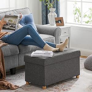 Tabure s prostorom za pohranu na nogicama OTO, 76x38x40 cm, antracit SongmicsHome