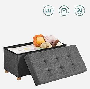 Tabure s prostorom za pohranu na nogicama OTO, 76x38x40 cm, antracit SongmicsHome