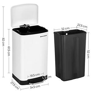 Kanta za smeće (otpad) s tihim zatvaranjem SLOW, 30 l, bijela SongmicsHome