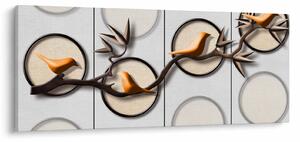 Umjetnička slika - Ptice na grani (120x50 cm)