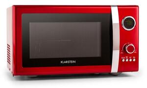 Klarstein FINE DINESTY, 1000W, 23L, 2u1 Mikrovalna pećnica, RETRO, 12 programa, crvena