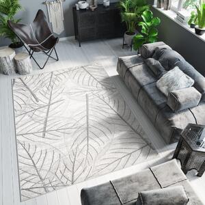 Moderni tepih svijetlo krem boje s motivom lišća Širina: 80 cm | Duljina: 150 cm