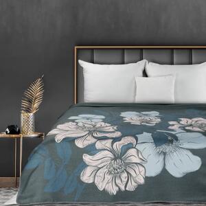 Luksuzni pokrivač od akrila s motivom cvijeća - plavi Širina: 150 cm | Duljina: 200 cm