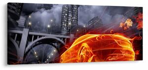Slika automobila u plamenu (120x50 cm)