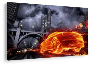 Slika automobila u plamenu (90x60 cm)