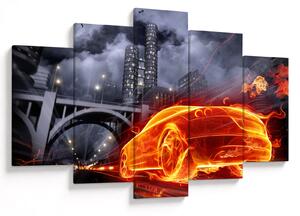 Slika automobila u plamenu (150x105 cm)