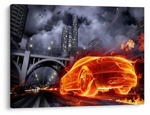 Slika automobila u plamenu (70x50 cm)