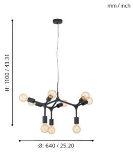 Eglo 98346 - Luster na sajli BOCADELLA 9xE27/60W/230V