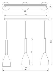 Luster na sajli MUZA 3xE27/60W/230V