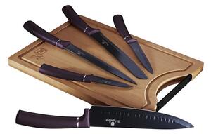 BerlingerHaus-Set noževa od nehrđajućeg čelika s daskom za rezanje od bambusa 6 kom ljubičasta/crna
