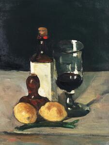 Reprodukcija Still Life with Bottle, Glass & Lemons, Paul Cézanne