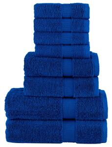 VidaXL 8-dijelni vrhunski set ručnika plavi 600 gsm 100 % pamuk