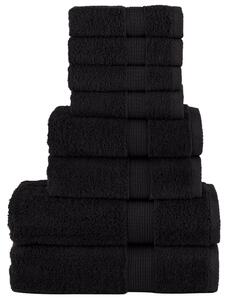 VidaXL 8-dijelni vrhunski set ručnika crni 600 gsm 100 % pamuk