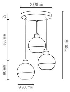 Spot-Light 1860336R - Luster na sajli FRESH 3xE27/60W/230V