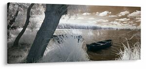 Slika čamca na jezeru (120x50 cm)