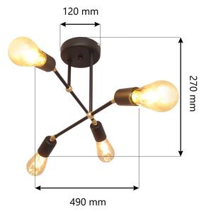 Nadgradni luster ROSETTE 4xE27/60W/230V crna/zlatna