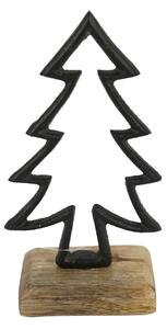 Božićni ukras CHRISTMAS TREE od mangovog drveta 17cm, crna