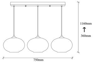 Luster na sajli CAMINI 3xE27/40W/230V