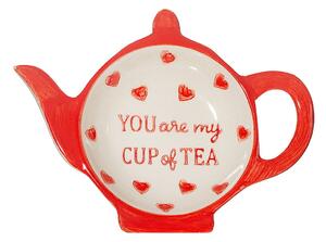 Crveni/bijeli keramički pladanj za vrećice čaja You are My Cup of Tea – Sass & Belle