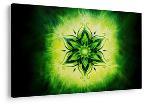 Slika - Cvetlična mandala na zelenem ozadju (90x60 cm)