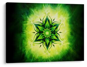 Slika - Cvetlična mandala na zelenem ozadju (70x50 cm)