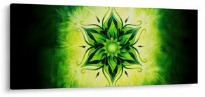 Slika - Cvetlična mandala na zelenem ozadju (120x50 cm)