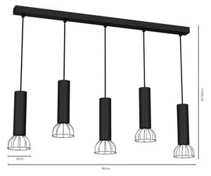 Luster na sajli DANTE 5xGU10/25W/230V crna/sjajni krom