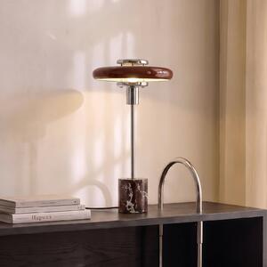 Lindby Branford stolna lampa, retro, bordo, staklo/mramor, Crvena, Dnevni boravak/blagovaonica, Staklo