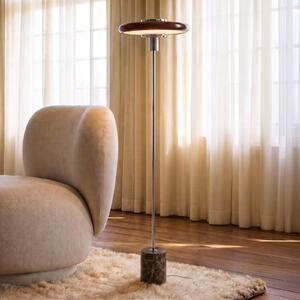 Lindby Branford podna lampa, retro, bordo, metal/mramor, Crvena, Dnevni boravak/blagovaonica, Metal