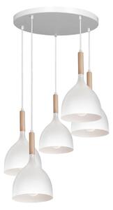 Luster na sajli NOAK WOOD 5xE27/15W/230V bijela/bukva