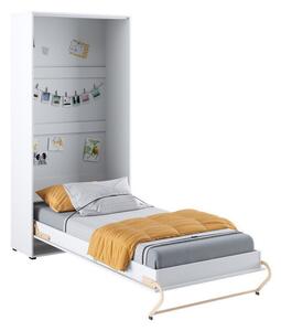 Zidni krevet Concept Pro Lenart AH109Jednostruki, Bijela, 90x200, Laminirani iveral, Basi a doghePodnice za krevet, 105x237x217cm