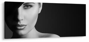 Slika - Črno-beli portret ženske s klobukom (120x50 cm)