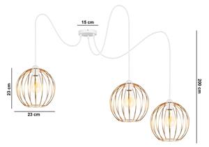 Luster na sajli MATT 3xE27/60W/230V bijela/bakrena