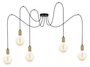 Luster na sajli MIROS 5xE27/60W/230V pauk crna/zlatna