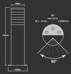 Vanjska lampa sa senzorom TEKSAS 1xE27/12W/230V IP44 44 cm