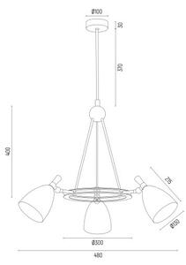 Argon 6148 - Viseći luster CHARLOTTE 3xE27/15W/230V bijela/zlatna