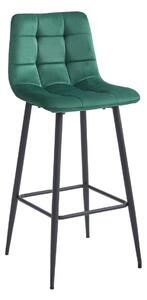 Barska stolica ARCETO VELVET s crnim nogama, tamno zelena