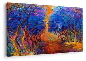Slika - Jesenske krošnje dreves, moderni impresionizem (90x60 cm)