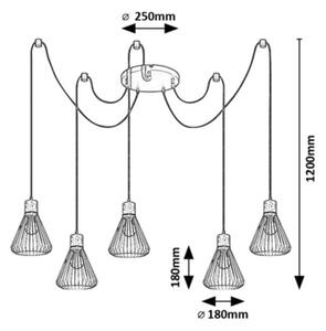 Rabalux 3150 - Luster na sajli FARFALLE 5xE27/40W/230V crna/bukva