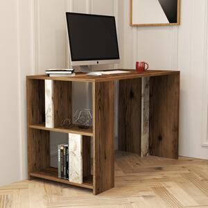 Studijski stol, Lima - Walnut, White Marble