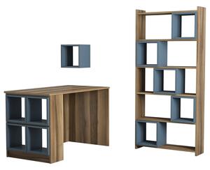 Studijski stol i policu za knjige, Box - Walnut, Chalcedony