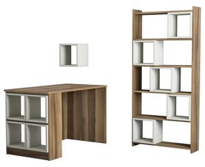 Studijski stol i policu za knjige, Box - Walnut, Cream