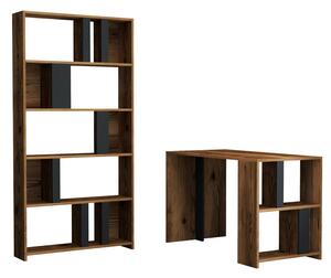 Studijski stol i policu za knjige, Lima - Walnut, Anthracite