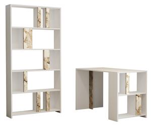 Studijski stol i policu za knjige, Lima - White Marble