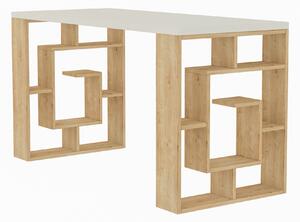 Radni stol, Bijela boja hrast, Maze - White, Oak