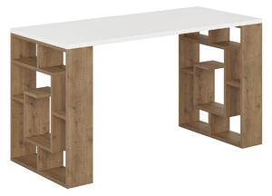 Radni stol, Bijela boja Tamni hrast, Maze - White, Dark Oak