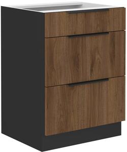 Zondo.hr Donji kuhinjski ormarić Manana 60 D 3s BB (korpus: crna mat + front: orah okapi). 1134947