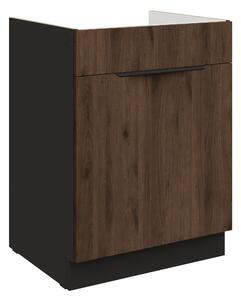 Zondo.hr Donji kuhinjski ormarić Manana 60 ZL 1S BB (korpus: crna mat + front: orah okapi). 1134944