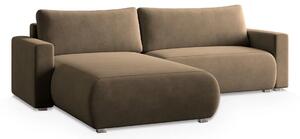 Svijetlosmeđa sklopiva kutna sofa MONORA, obostrana