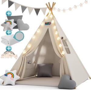 Spielwerk Dječji šator teepee JULIUS, 120x120x160 cm, bijela/siva